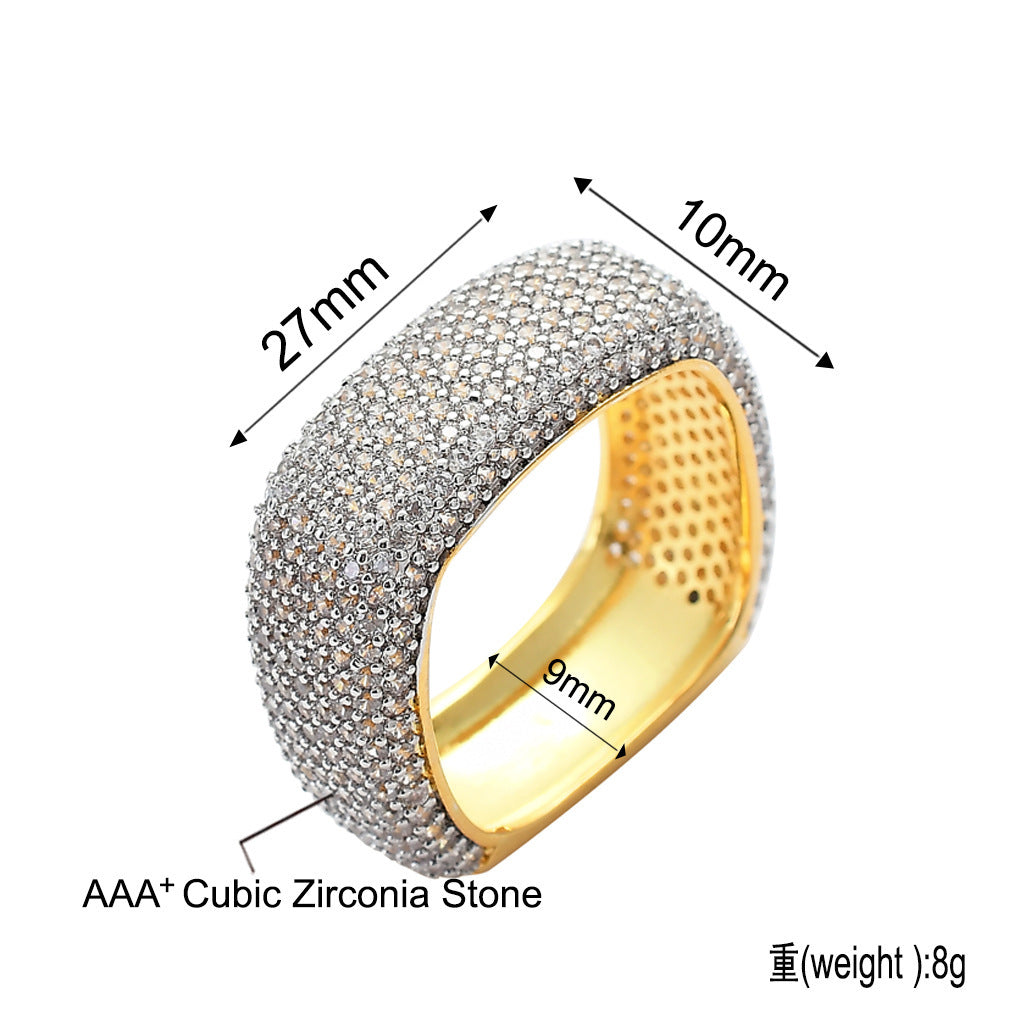 Light Luxury Minimalist Square Cubic Zirconia Ring for Men
