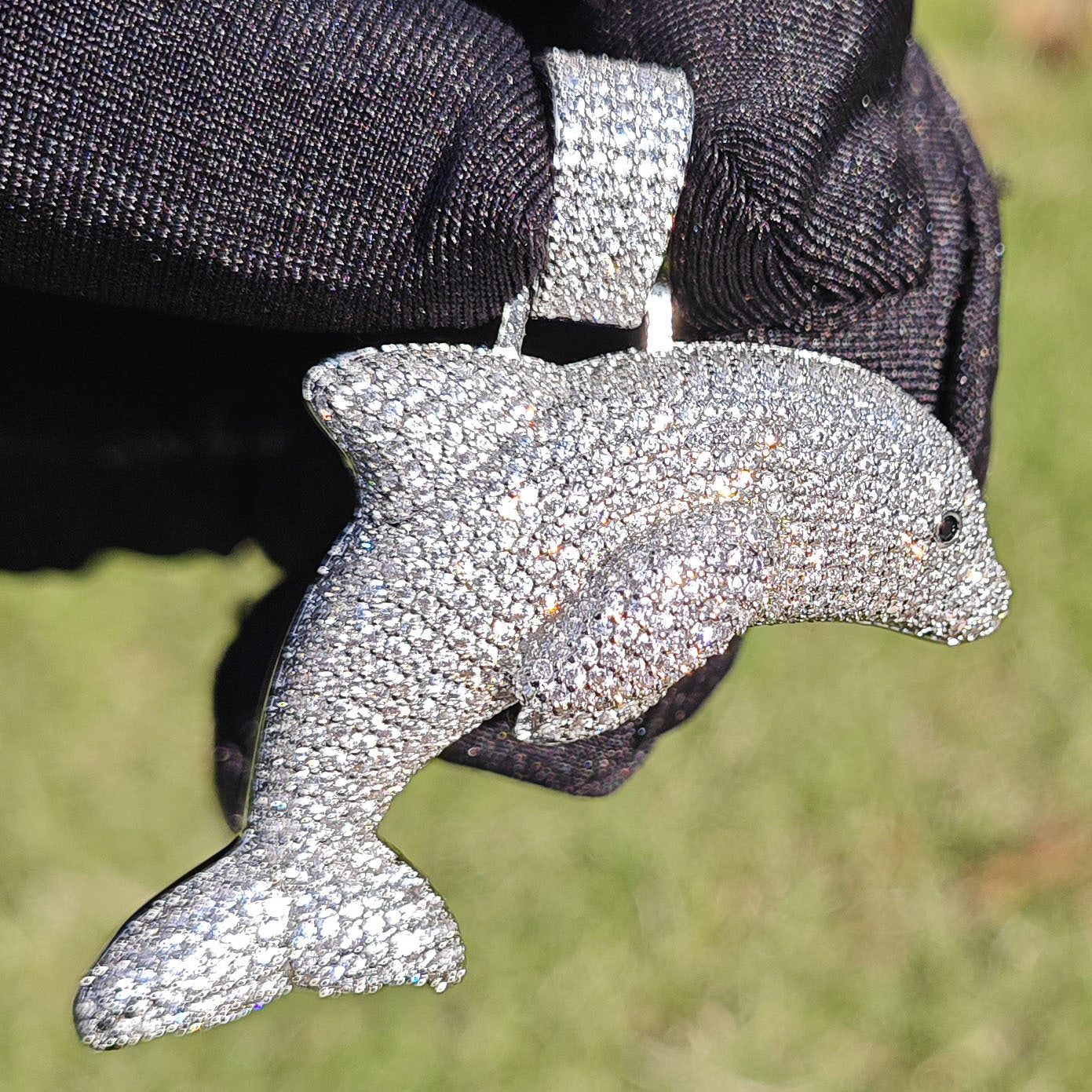 Iced Out Dolphin Pendant Necklace