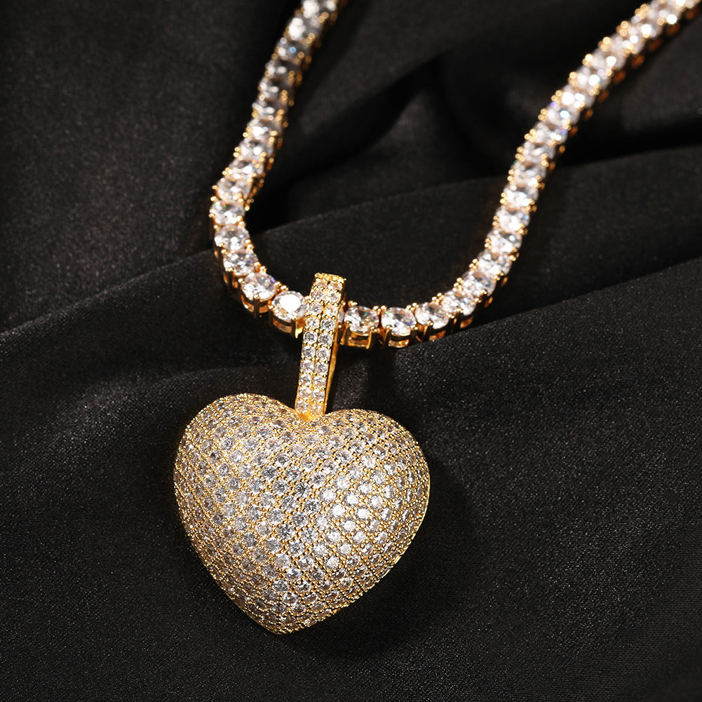 Cubic Zirconia Heart Pendant Necklace for Women - Gold, Silver & Rose Gold Twisted Chain