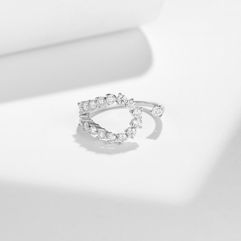 Moissanite Open Ring for Women, Clear Stone Wrap Band, Promise Ring Style product image