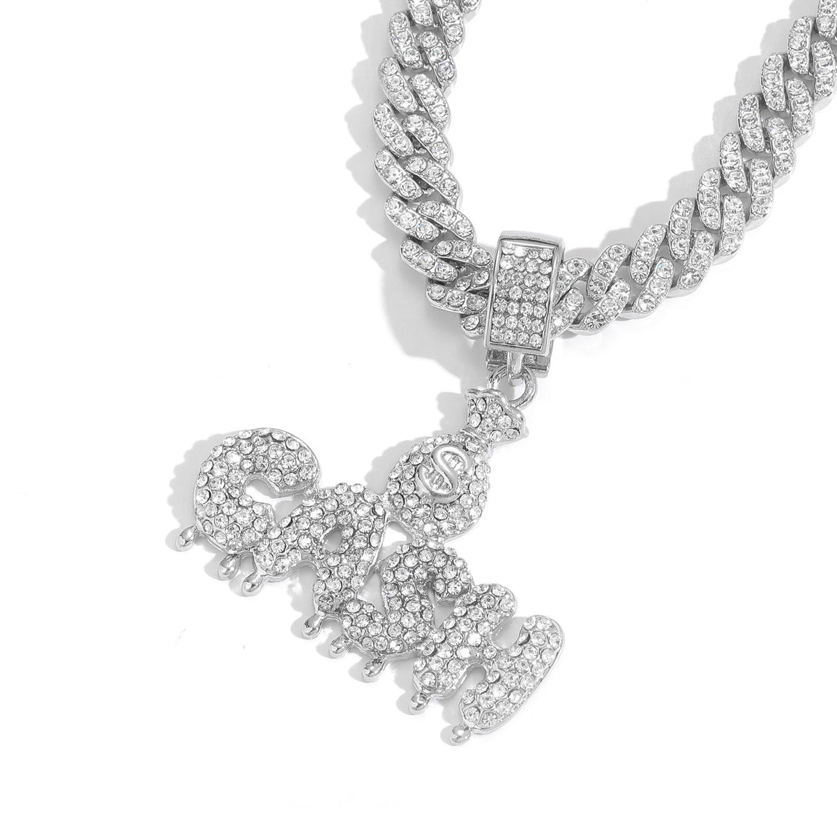 Hip Hop Letter Teardrop Dollar Alloy Pendant Necklace for Men and Women product image