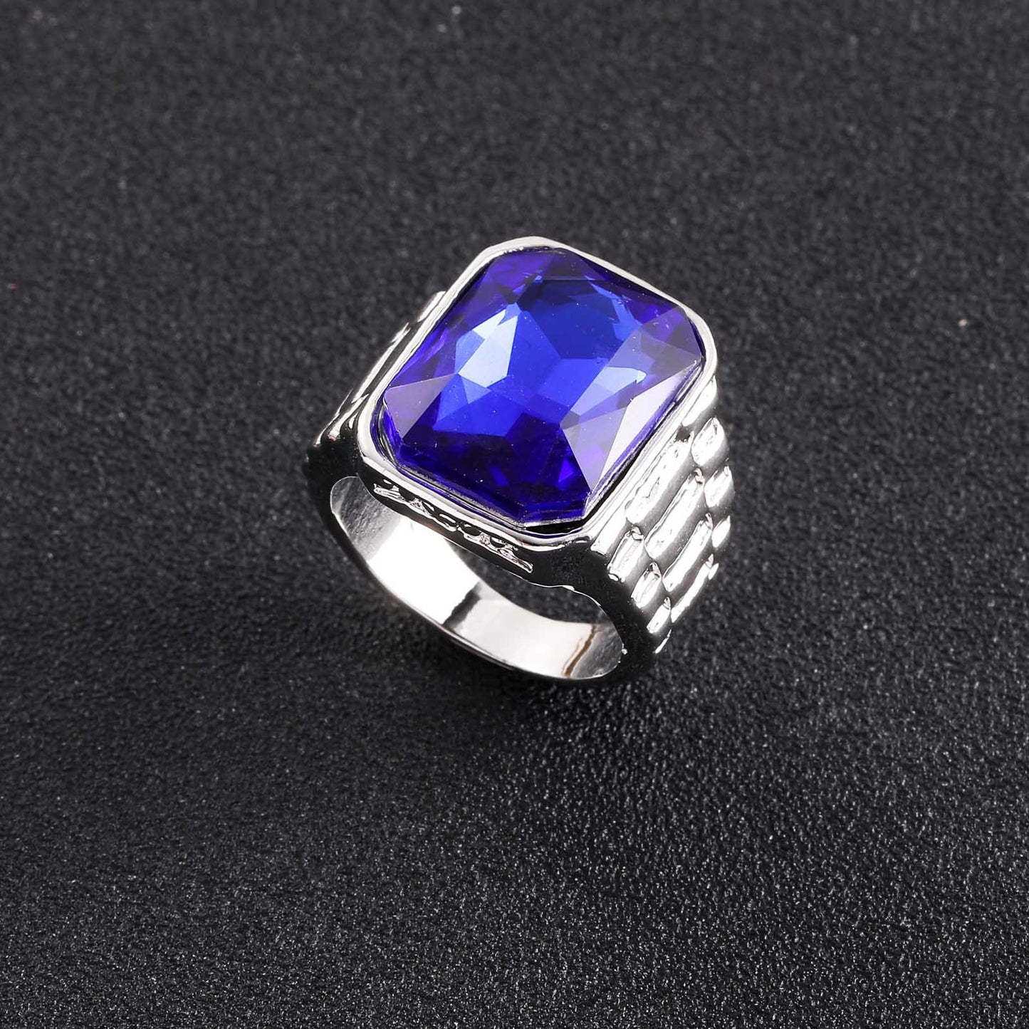 Hip Hop Vintage Square Cubic Zirconia Ring for Men