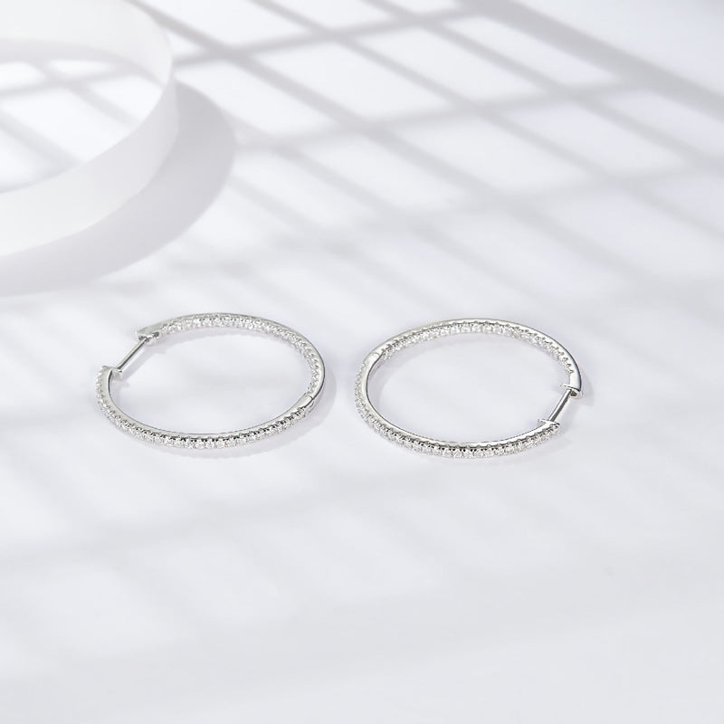 Sparkling Pave Hoop Earrings for Women, Huggie-Style Round Earrings, Everyday Shine product image