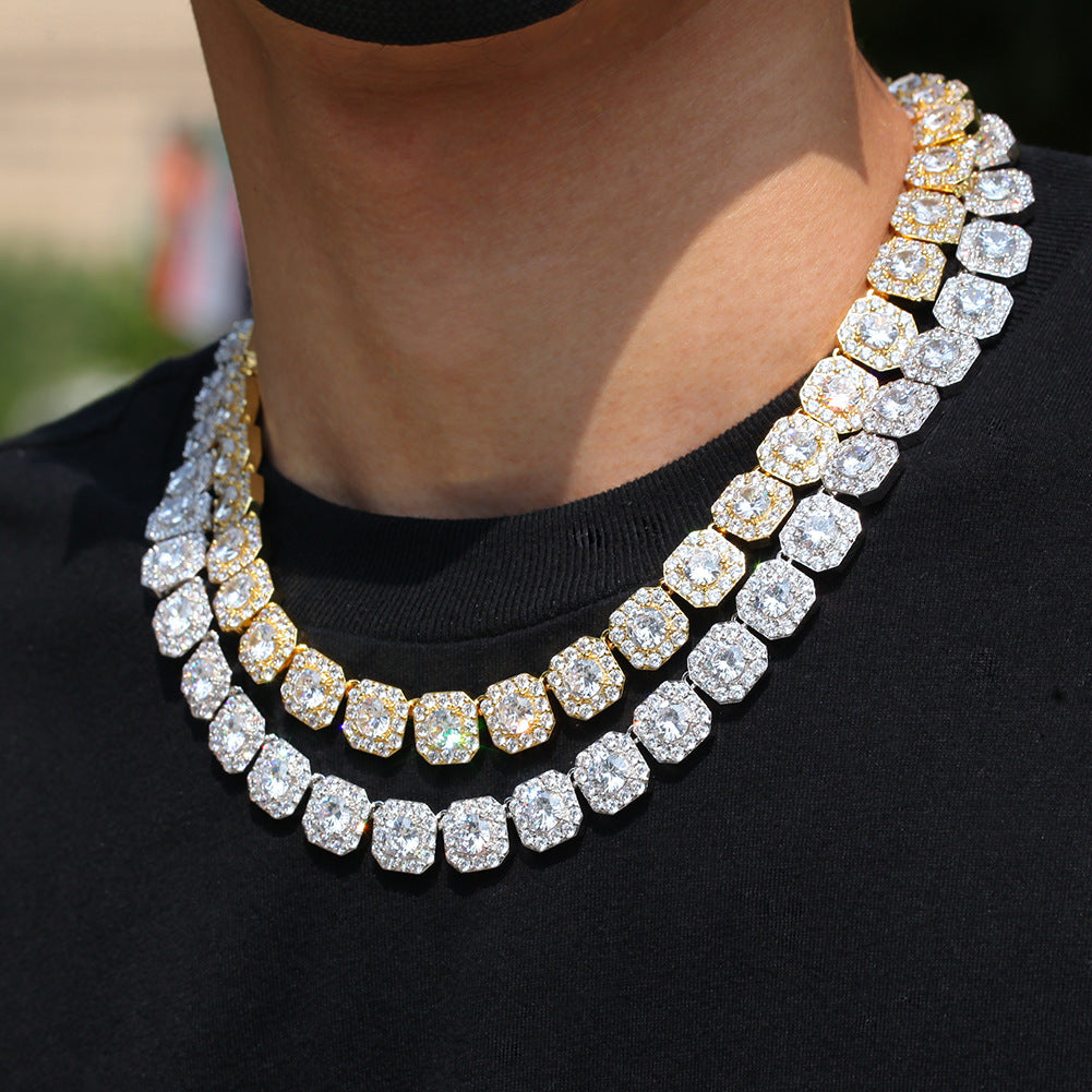 Men’s Iced Out Cuban Link Necklace with Cubic Zirconia Pendant Chain in Gold or Silver product image
