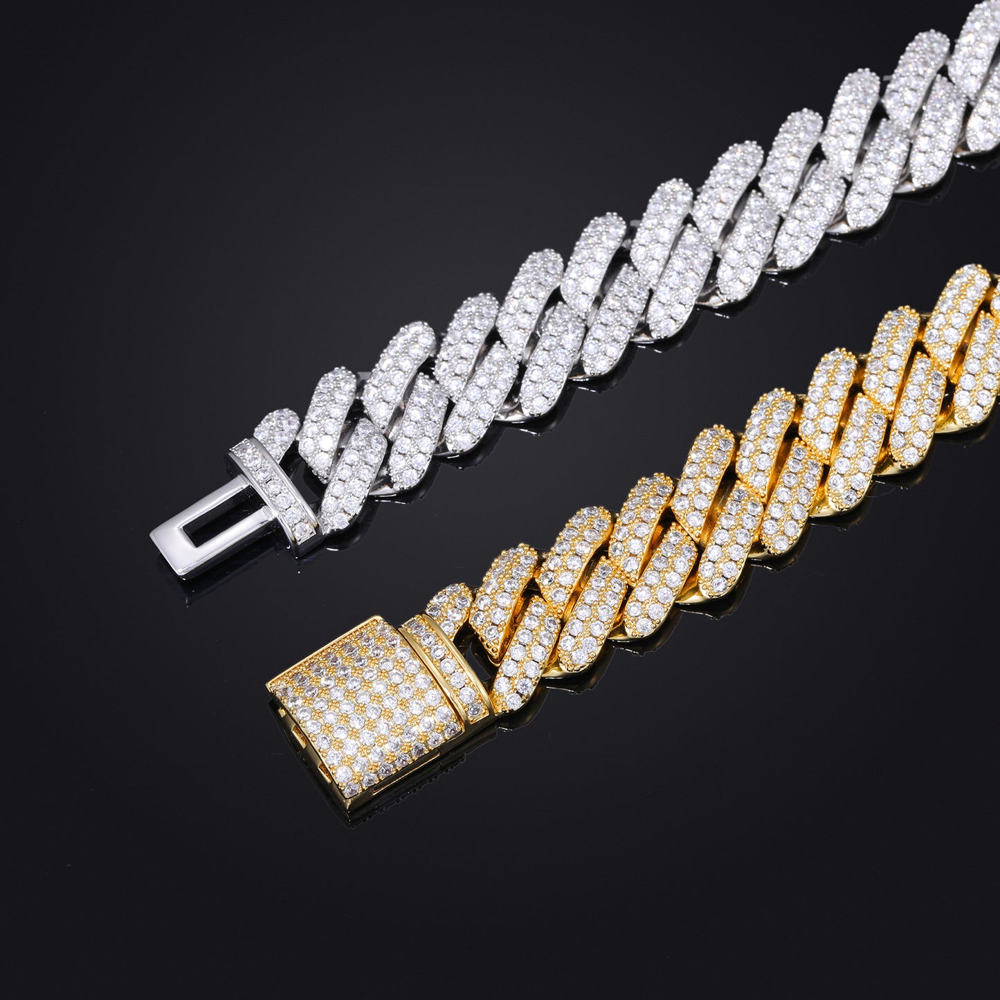 Iced Out Cuban Link Chain Necklace or Bracelet with Cubic Zirconia Unisex Hip Hop Jewelry product image