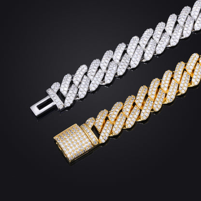 Iced Out Cuban Link Chain Necklace or Bracelet with Cubic Zirconia Unisex Hip Hop Jewelry