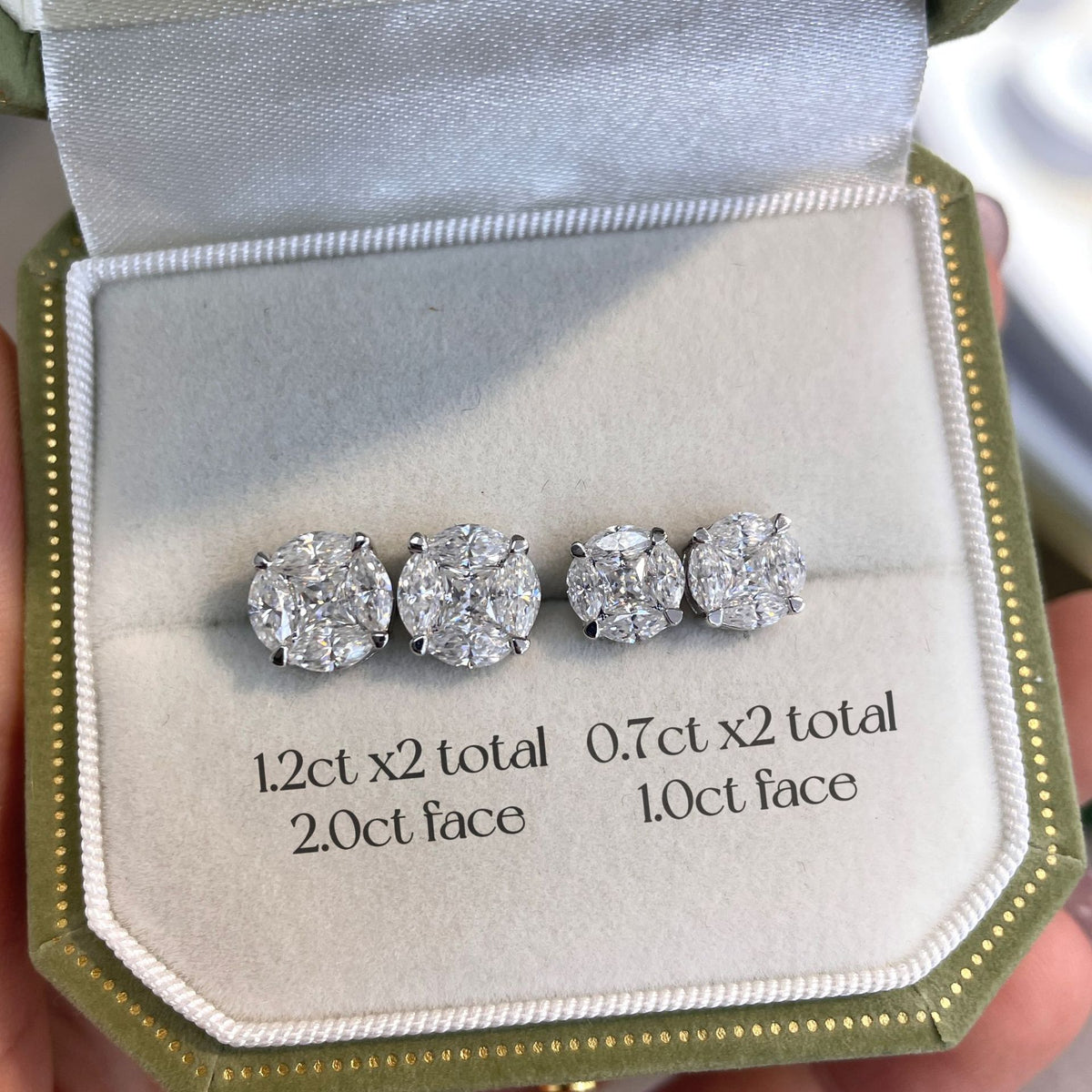 Moissanite Stud Earrings for Women, S925 Silver 18K Gold Plated Marquise Cluster product image