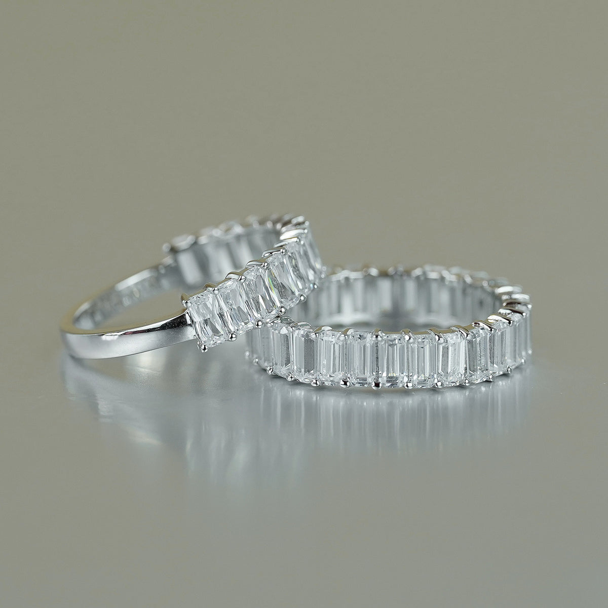 Moissanite Eternity Ring, Emerald-Cut Full Band Wedding Ring for Women product image
