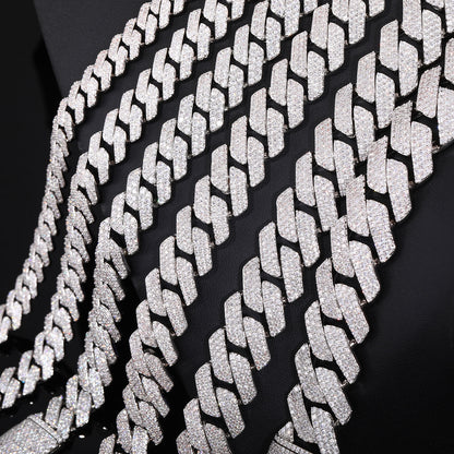 Iced Out Cuban Link Chain Necklace for Men and Women, Geometric Zircon Pendant Chain in Gold or Silver Tone