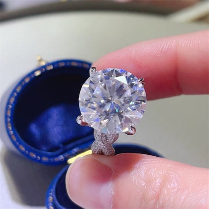 10 Carat Moissanite Halo Ring for Women, Geometric U-Shaped Statement Engagement Ring