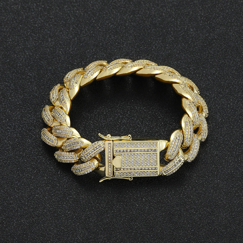 Hip Hop Light Luxury Cuban Link Cubic Zirconia Bracelet for Men