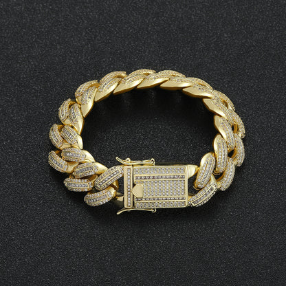 Hip Hop Light Luxury Cuban Link Cubic Zirconia Bracelet for Men
