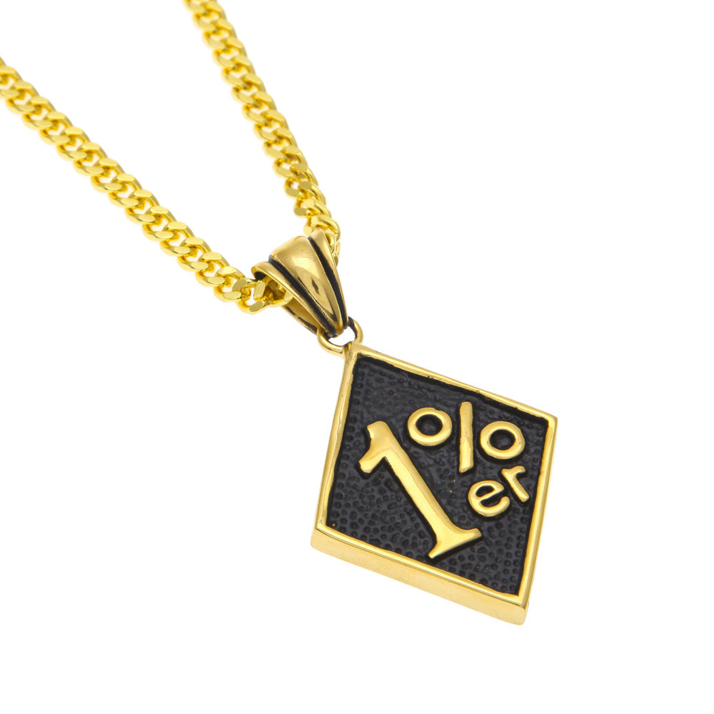 Gold Tone Number Pendant Necklace with 5mm Cuban Chain – Unisex Hip Hop Statement Chain