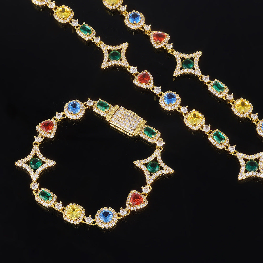 Multicolor Mixed-Shape CZ Link Copper Necklace or Bracelet - CHA285 product image