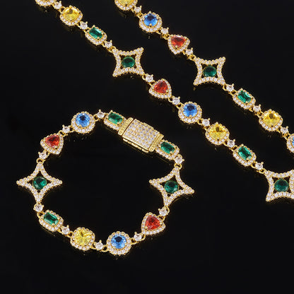 Multicolor Mixed-Shape CZ Link Copper Necklace or Bracelet - CHA285