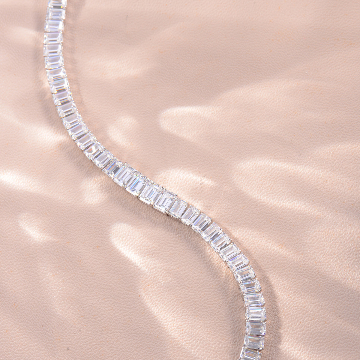 Emerald-Cut Moissanite Tennis Bracelet, S925 Silver, 18k Gold-Plated product image
