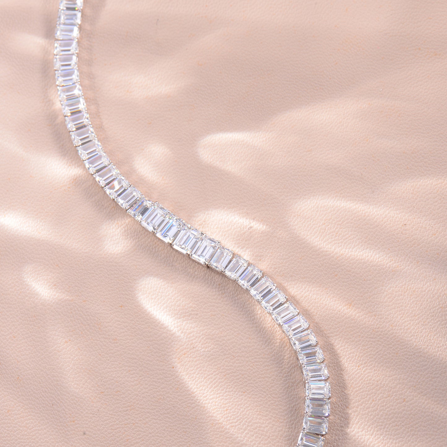 Emerald-Cut Moissanite Tennis Bracelet, S925 Silver, 18k Gold-Plated product image