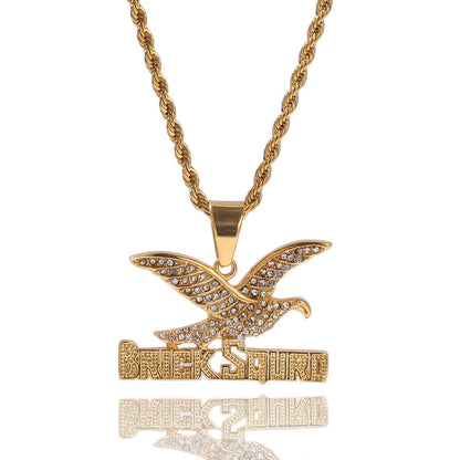 Iced Hip Hop Stainless Steel Pendant Necklace with 24 Inch Twist Chain - Dollar Sign, Eagle, Grim Reaper Skull, Portrait Cross Statement Chain