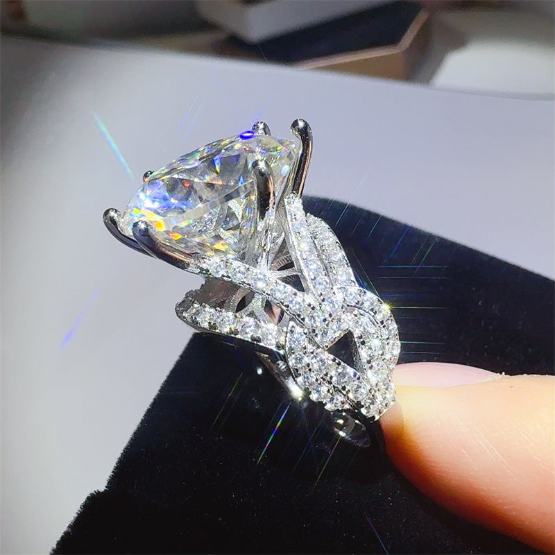 10 Carat Round Moissanite Ring for Women, Large Solitaire Engagement Ring, Fashion Wedding Ring product image