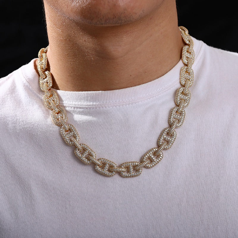 Iced Out Cuban Link Chain Necklace or Bracelet for Women and Men - Micro Pave Cubic Zirconia Hip Hop Statement Jewelry product image