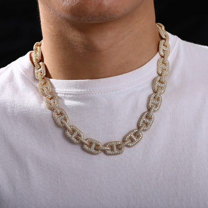 Iced Out Cuban Link Chain Necklace or Bracelet for Women and Men - Micro Pave Cubic Zirconia Hip Hop Statement Jewelry