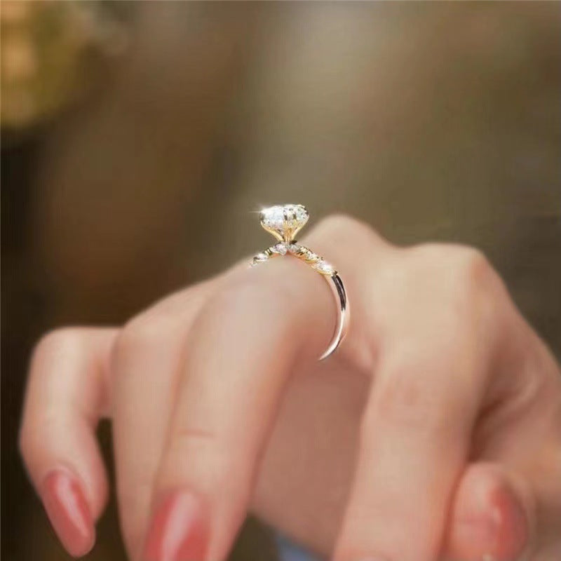 Moissanite Ring for Women, Two-Tone Floral Engagement Ring, 1 Carat Promise Ring product image
