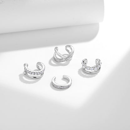 Non-Piercing Ear Cuff Set, 18K Gold Plated Ear Clip Earrings, Layered Cartilage Cuff with Sparkling Stones