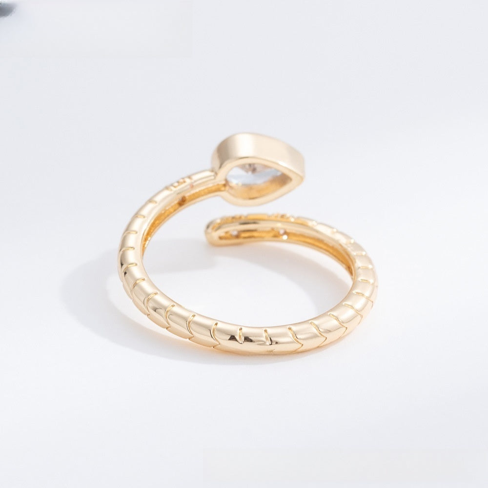 Pear Stone Clover Minimalist Ring for Women