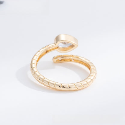 Pear Stone Clover Minimalist Ring for Women