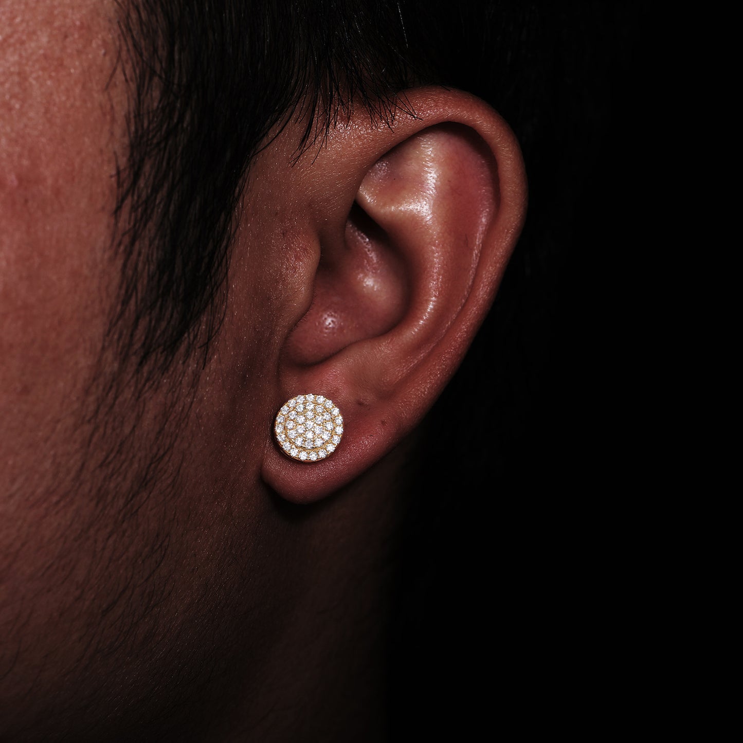 925 Silver Round Moissanite Stud Earrings for Men and Women - Iced Out Hip Hop Geometric Earrings product image