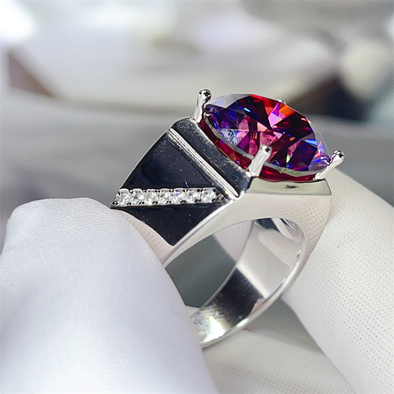 Men’s Purple Moissanite Ring with Wide Band, 5 Carat or 10 Carat Statement Ring product image