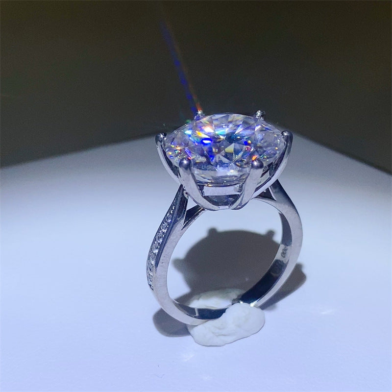 Round Cut Solitaire Moissanite Ring with Pavé-Style Band for Women product image