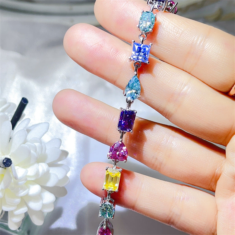Colorful Irregular Stone Tennis Bracelet for Women, Full Link Bracelet in 16cm 17cm 18cm product image