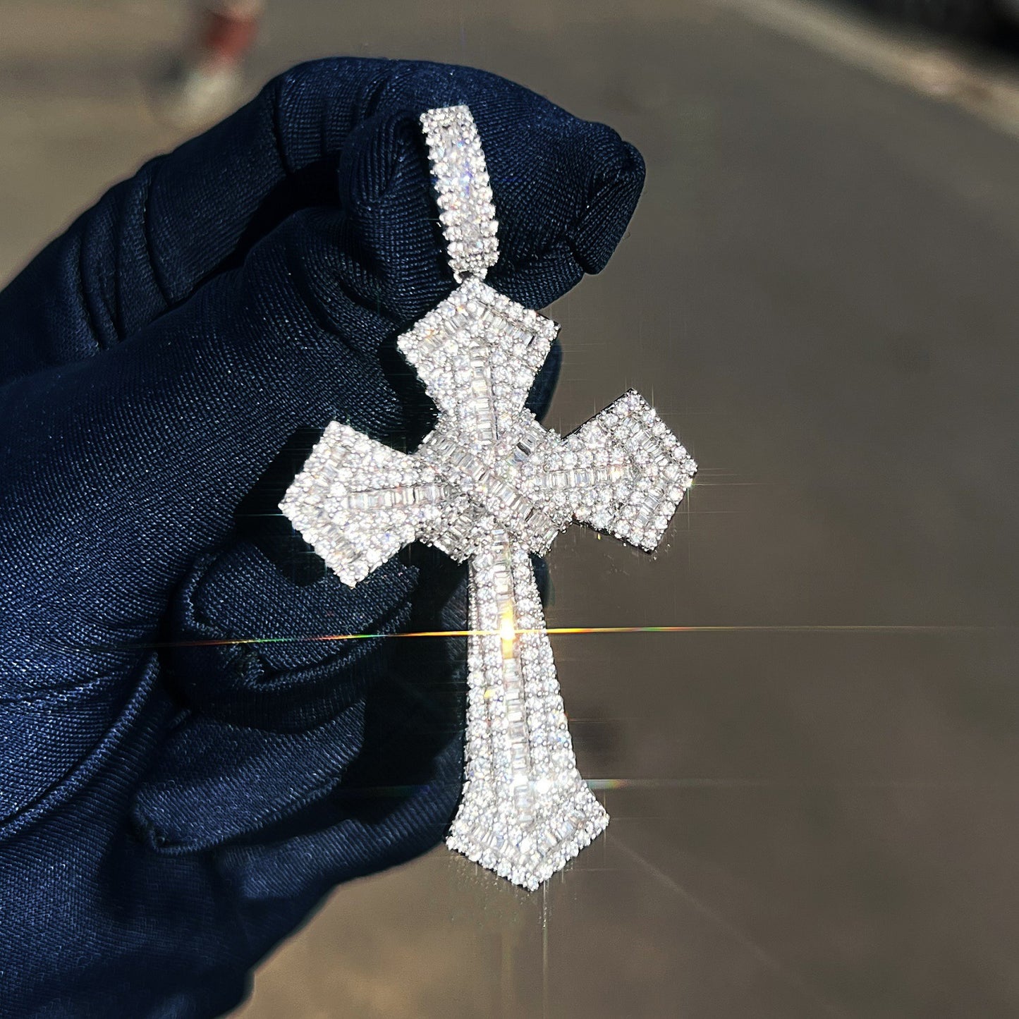 Iced Out Cross Pendant Necklace for Men Unisex Hip Hop Jewelry