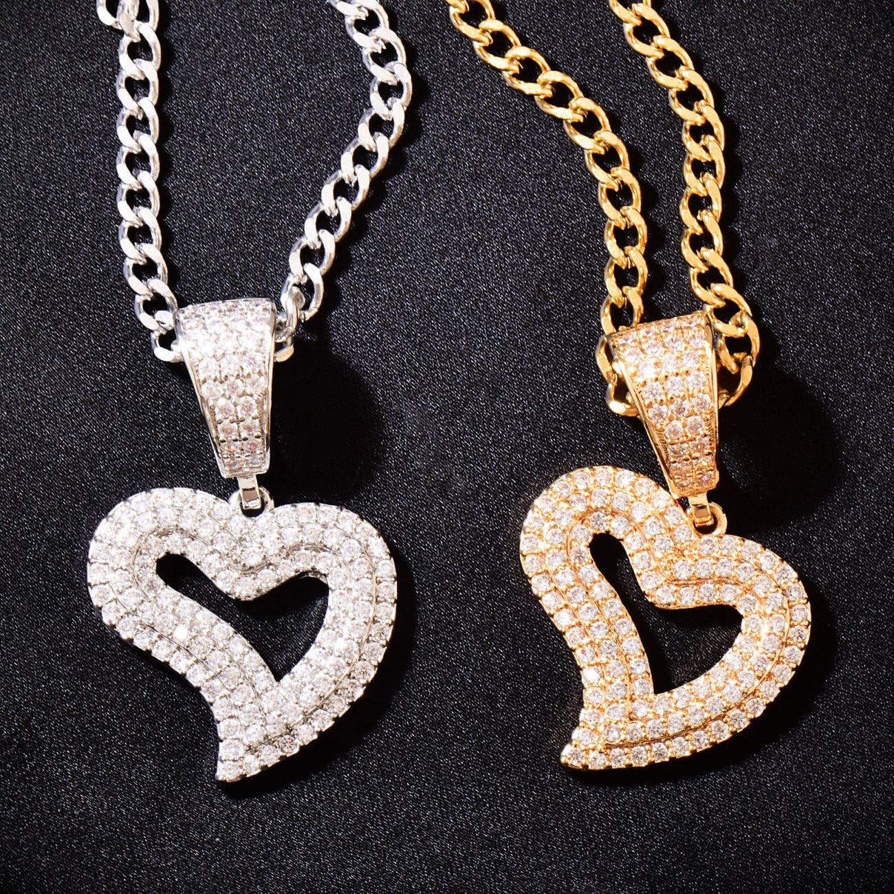 Iced Out Heart Pendant Necklace