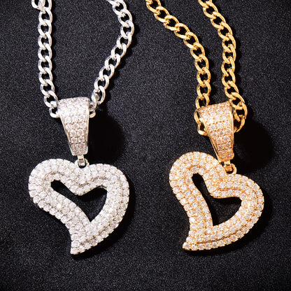 Iced Out Heart Pendant Necklace