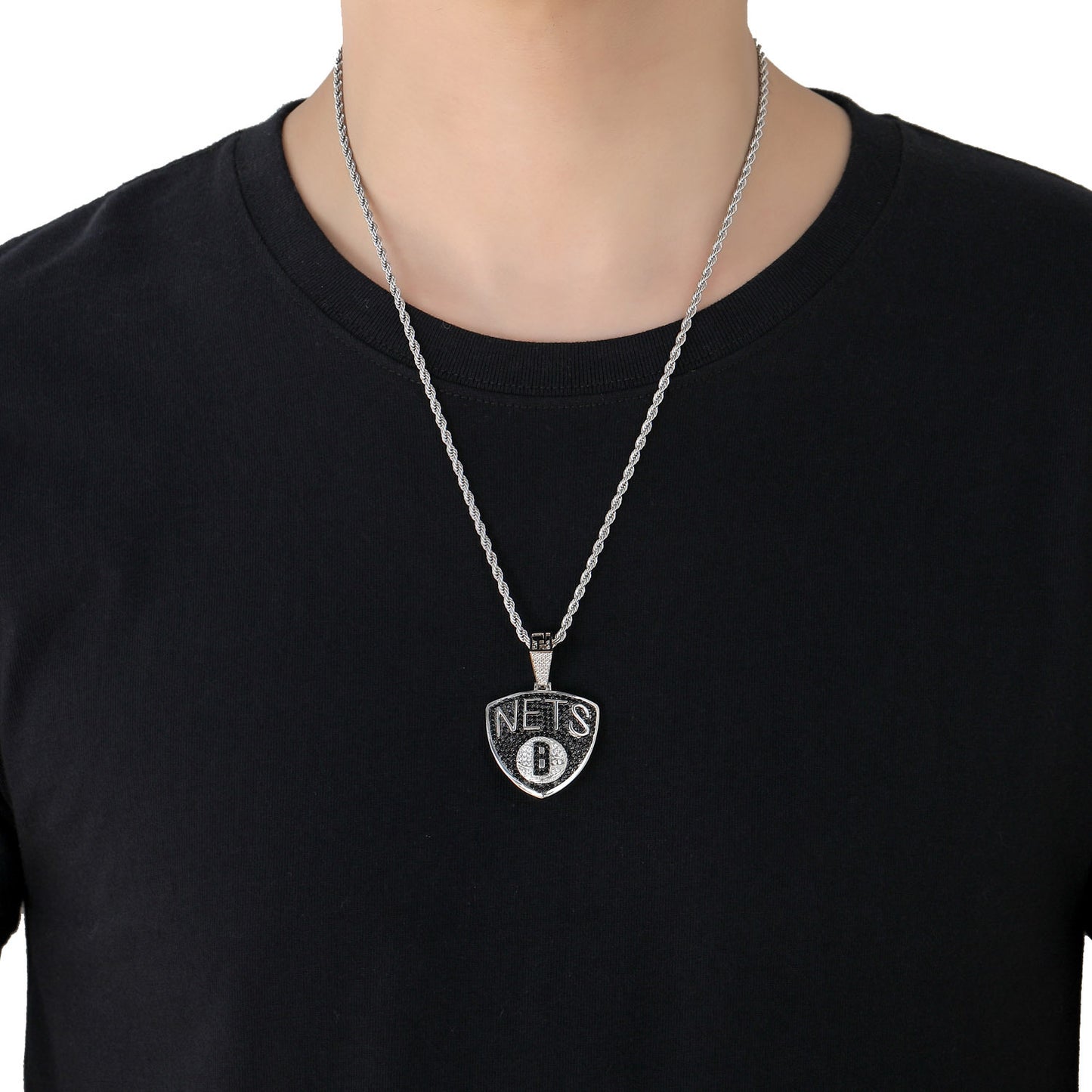 Hip Hop Letter Cubic Zirconia Pendant Necklace for Men and Women