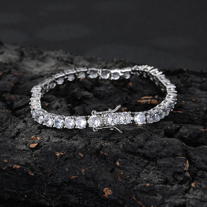 Tennis Chain Bracelet with Cubic Zirconia Stones, Unisex Hip Hop Link Bracelet, 2MM-5MM Width Options