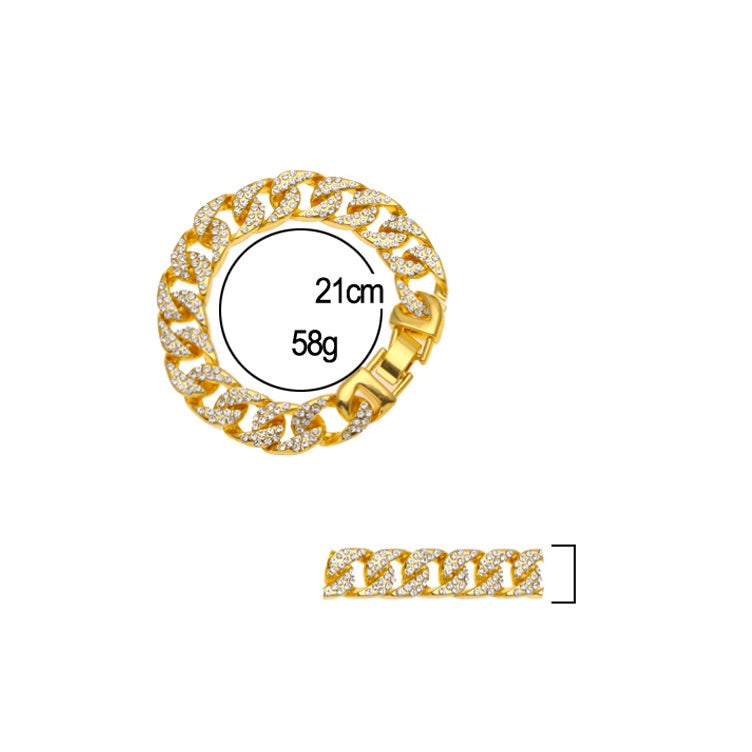 Men’s Gold Plated Iced Cuban Link Bracelet with Cubic Zirconia Statement Chain product image