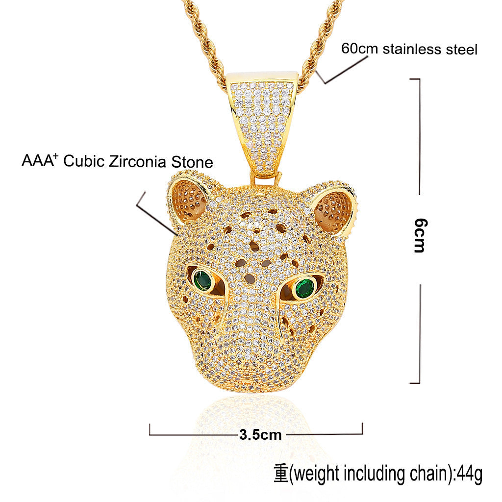 Hip Hop Panther Copper Pendant Necklace for Men and Women