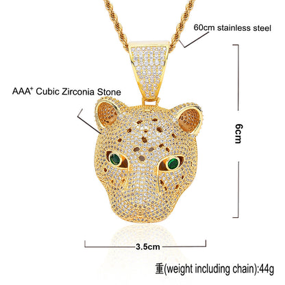 Hip Hop Panther Copper Pendant Necklace for Men and Women