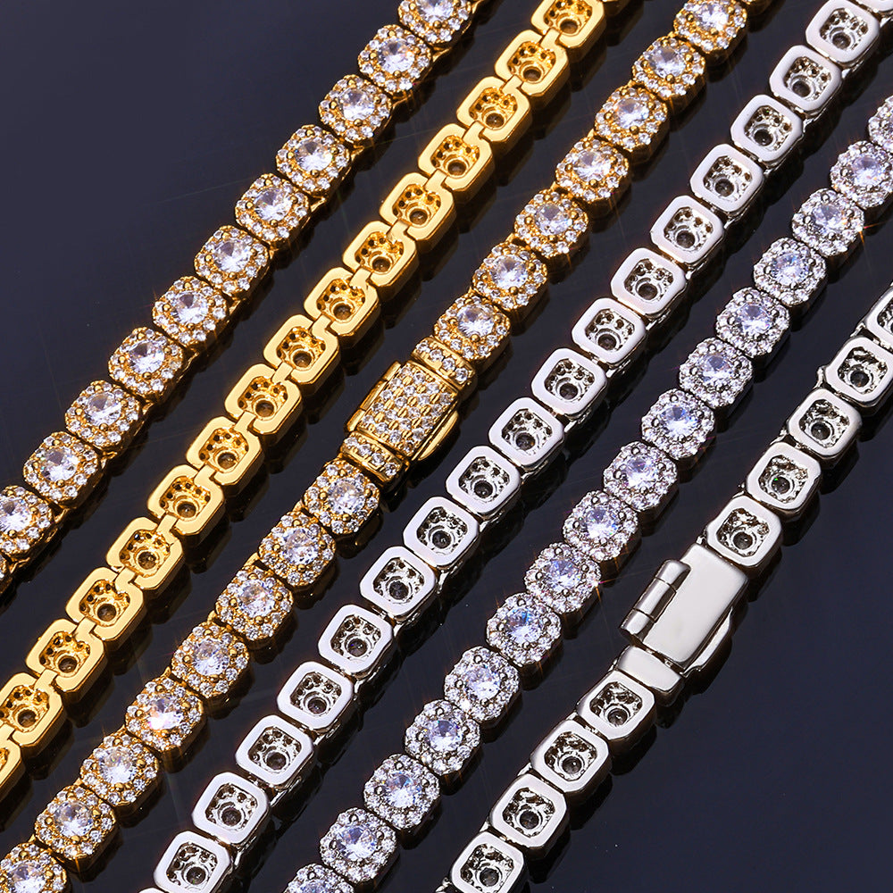 5 mm Square Halo CZ Tennis Hip Hop Necklace with Copper Base - CHA291 product image