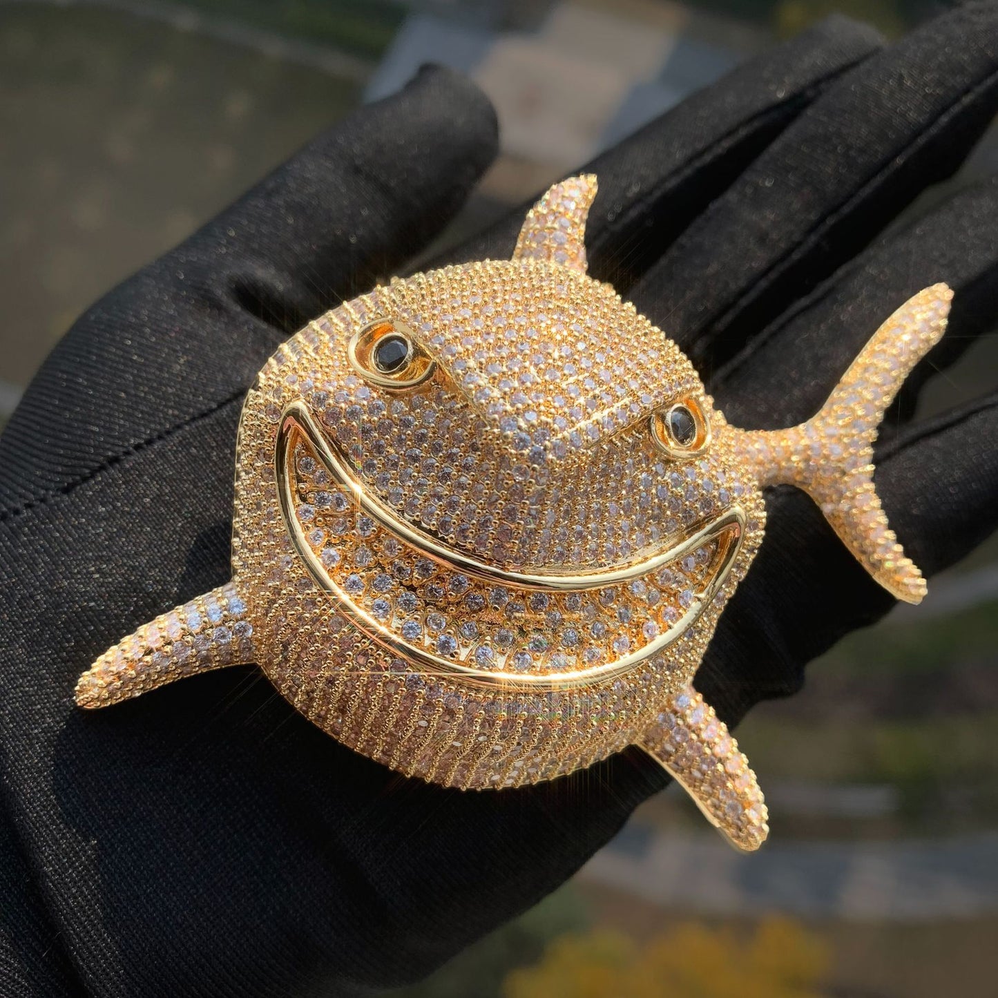 Iced Out Shark Pendant Necklace