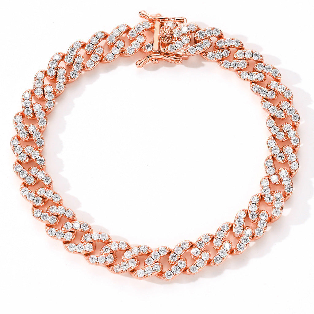 Hip Hop Minimalist Cuban Link Cubic Zirconia Bracelet for Men