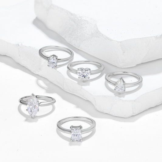 Moissanite Ring for Women, 1 Carat Solitaire Engagement Ring, Heart & Marquise Cuts alternate product image