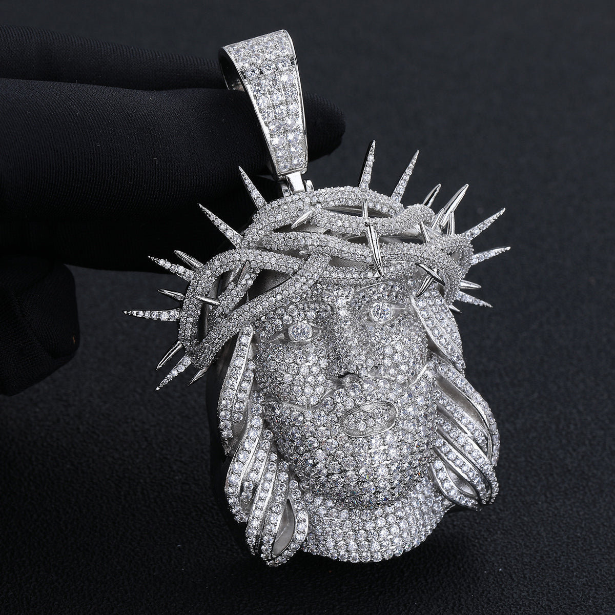 Hip Hop Cartoon Portrait Pendant Necklace, Flooded Cubic Zirconia Rope Chain product image