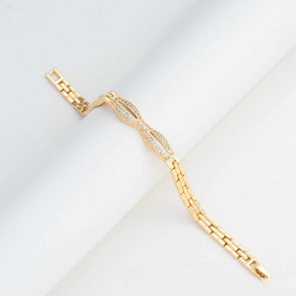 Elegant Camellia Chain Bracelet for Women & Men - Gold Plated Copper Fashion Bangle Gift Jewelry 2026