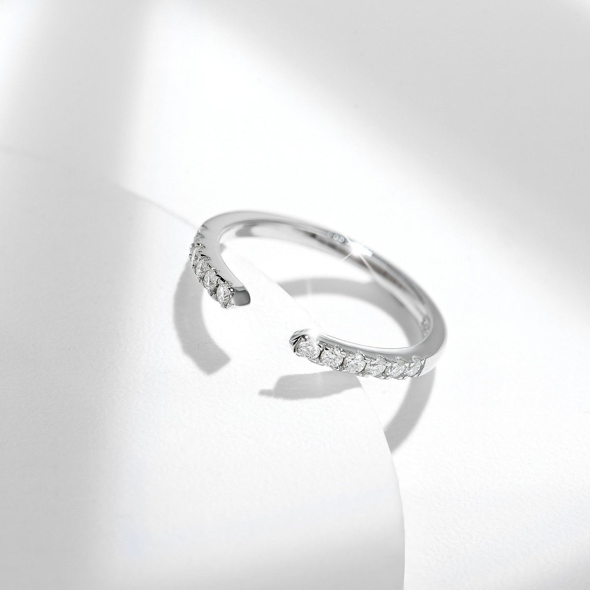 S925 Sterling Silver Moissanite Solitaire Ring for Women, Pav�� Band Engagement Style Ring product image