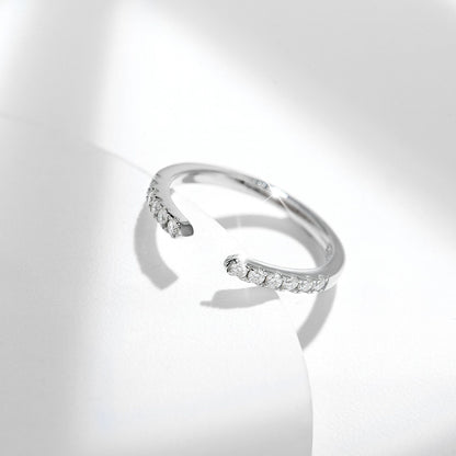 S925 Sterling Silver Moissanite Solitaire Ring for Women, Pav�� Band Engagement Style Ring