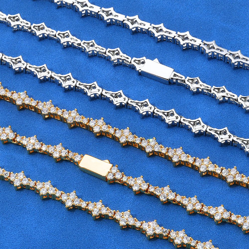6.5 mm Cluster CZ Tennis Hip Hop Necklace with Copper Base - CHA258 product image